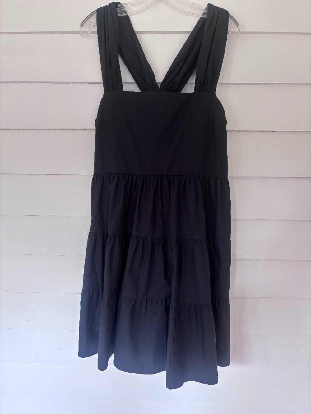 NWT Banana Republic Black Tiered Criss‑Cross Back Dress Size M